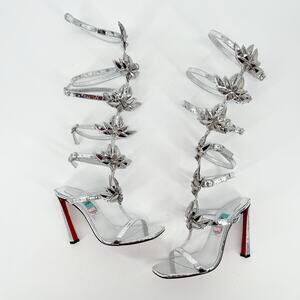 Christian Louboutin Marvel Sea Warrior Silver Gladiator Metallic Sandals EU 39